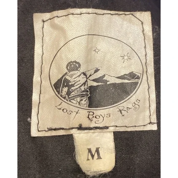 Lost Boy Rags Denim Vest Gilet Men's M Steampunk Brown Brass Snap - Picture 3 of 6